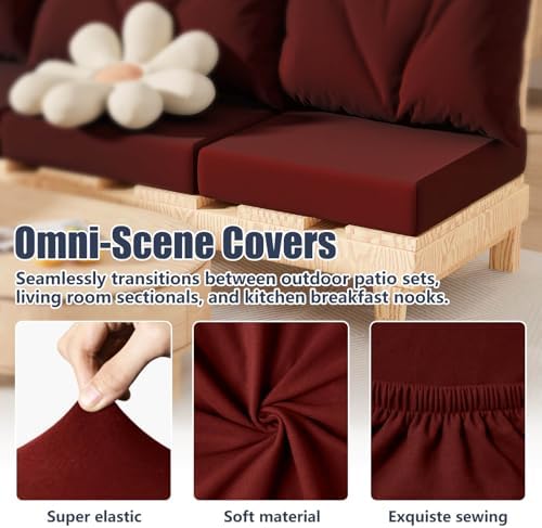 8Pcs Outdoor Cushion Covers, Stretch Patio Furniture Couch Chair Slipcovers