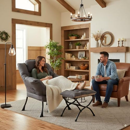 Lazy Chair with Ottoman, Comfy Accent Reading Chair
