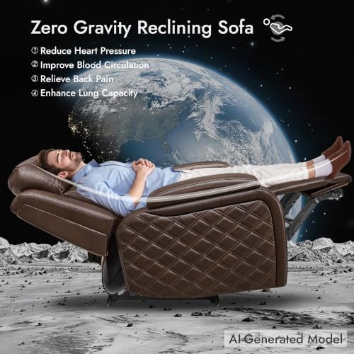 Watson & Whitely Zero Gravity Power Reclining Sofa with Console, Brown
