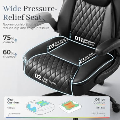 GTPOFFICE Executive Office Chair, Ergonomic PU Leather Desk Chair,Pro Black