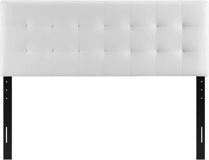 Modway Lily Tufted Faux Leather Upholstered Full Headboard in White