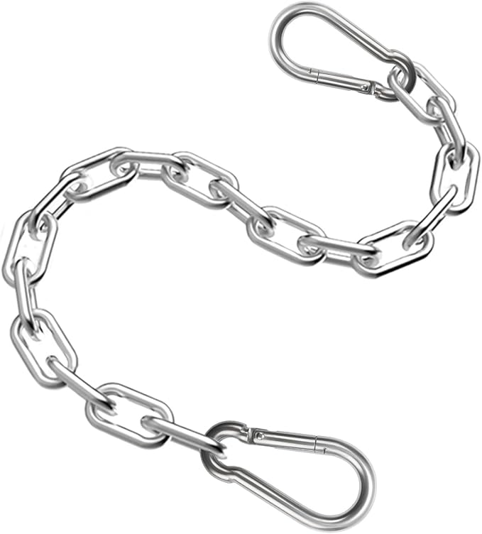 Heavy Duty Stainless Steel Chain, Hanging Safety Link Chain Fitness Chain Weight Lifting Chains with Carabiners for Home Gym Hammock Swing Hanging Chair Punching Bags