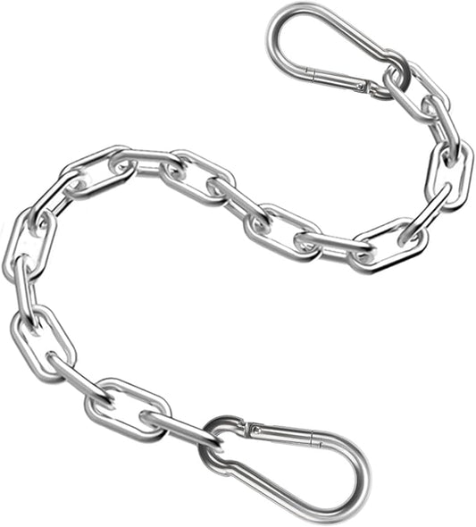 Heavy Duty Stainless Steel Chain, Hanging Safety Link Chain Fitness Chain Weight Lifting Chains with Carabiners for Home Gym Hammock Swing Hanging Chair Punching Bags