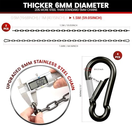 67" Hanging Swing Chain,1000 lb Capacity,6 mm 304 Stainless Steel