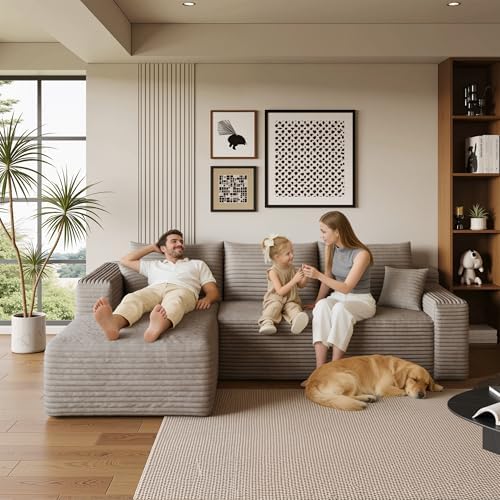 AUGOP Sectional Couches for Living Room Modern Modular Sofa with L-Shape Couchs Upholstered Boneless Couch Deep Seat Sectional Couch with Chaise