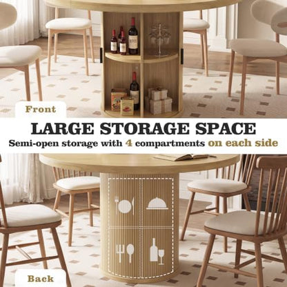 Vipbear 35.5'' Round Dining Table for 2-4 with 2-Tier Storage Shelf
