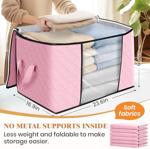 90L Clothes Storage, Foldable Thick Fabric Blanket Storage Bags