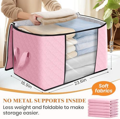 90L Clothes Storage, Foldable Thick Fabric Blanket Storage Bags