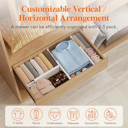 Lifewit 4" High Upgrade Drawer Divider, Adjustable Drawer Organizer Clothes