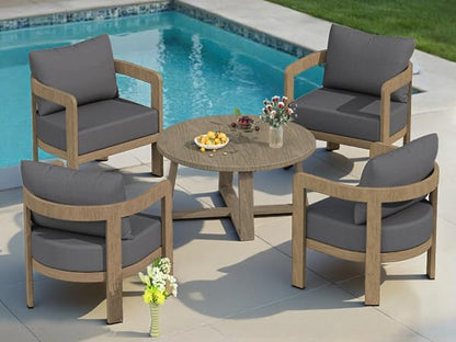Outdoor Patio Furniture Set, 5 Pieces Modern Metal Patio Conversation Set with 6" Thick Cushions, Outdoor Lounge Sofa 350lbs for Backyard Porch Balcony, Grey