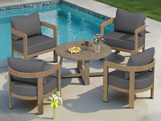 Outdoor Patio Furniture Set, 5 Pieces Modern Metal Patio Conversation Set with 6" Thick Cushions, Outdoor Lounge Sofa 350lbs for Backyard Porch Balcony, Grey