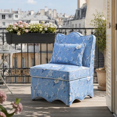 Floral Accent Chair, French-Inspired Armless Lounge Chair