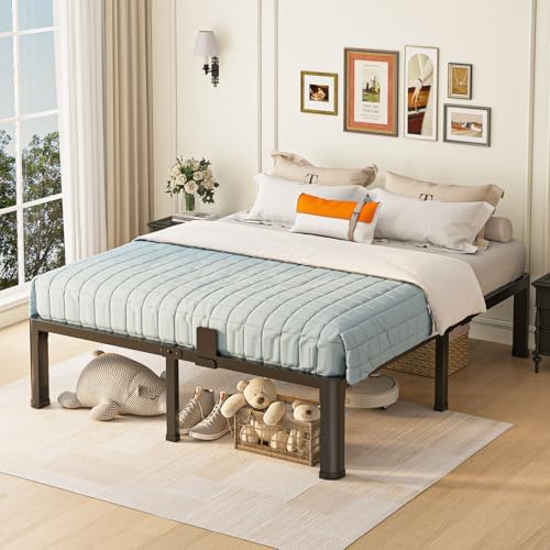 Yitong Angel 14 inch California King Bed Frame with Round Corner Legs Mattress Slide Stopper,3500 lbs Heavy Duty Metal Platform,Steel Slat Support,No Box Spring Needed,Easy Assembly,Noise Free
