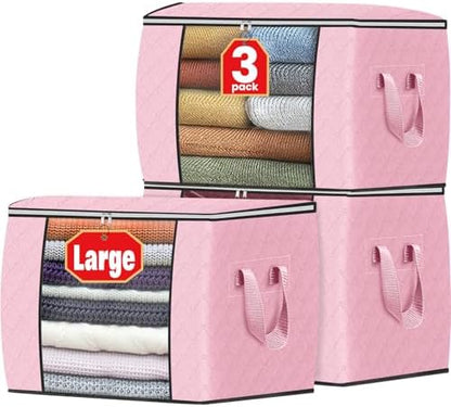 90L Clothes Storage, Foldable Thick Fabric Blanket Storage Bags