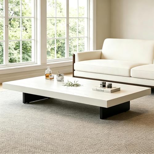 Modern Minimalist Square Coffee Table Low Profile Wood Living Room