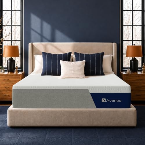 Avenco Premium Queen Mattress 14 Inch, Green Tea Memory Foam Mattress|Gel-Infused Cooling Mattresses, Medium Firm Progressive Support & Fresh Cooling, Motion Isolation, CertiPUR-US Certified