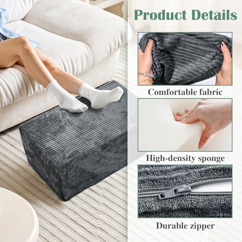 Rectangular Pouf Ottoman Soft Furry Corduroy Foot Rest for Chair