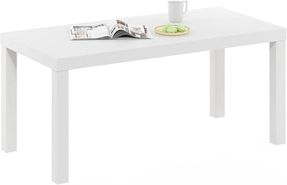 Furinno CLASSIC Coffee Table, Modern Rectangle Printer Stand, White | 1.8" Triple Thick Tabletop, Toolless Assembly, Side Table, for Living Room, Home Office