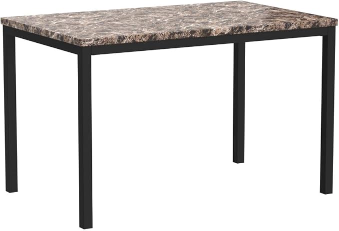 Roundhill Furniture Noyes Metal Dining Table with Laminated Faux Marble Top