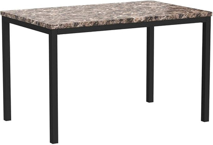 Roundhill Furniture Noyes Metal Dining Table with Laminated Faux Marble Top