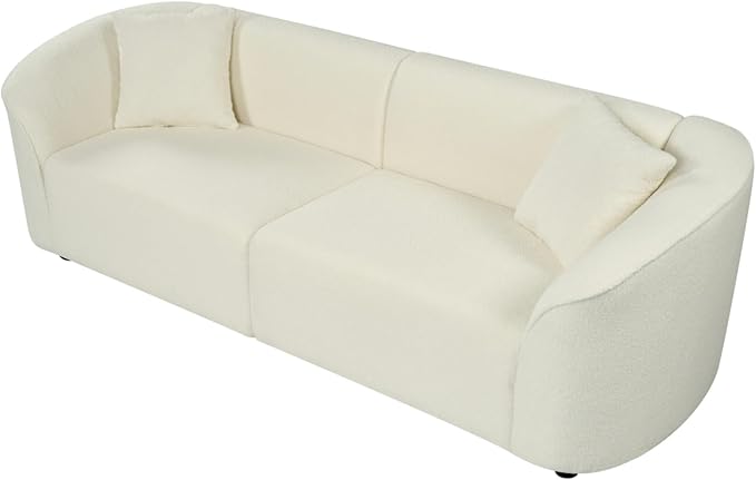 Merax 87" Large Couch, Comfy Upholstered Loveseat with Extra Deep Seats, Boucle Sofa for Living Room Apartment Office, Classic Beige