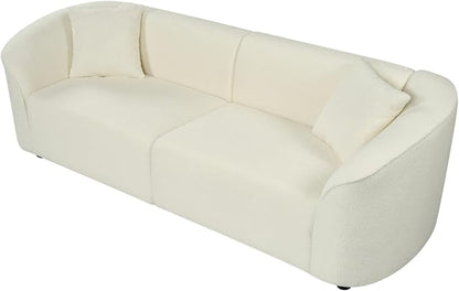 Merax 87" Large Couch, Comfy Upholstered Loveseat with Extra Deep Seats, Boucle Sofa for Living Room Apartment Office, Classic Beige