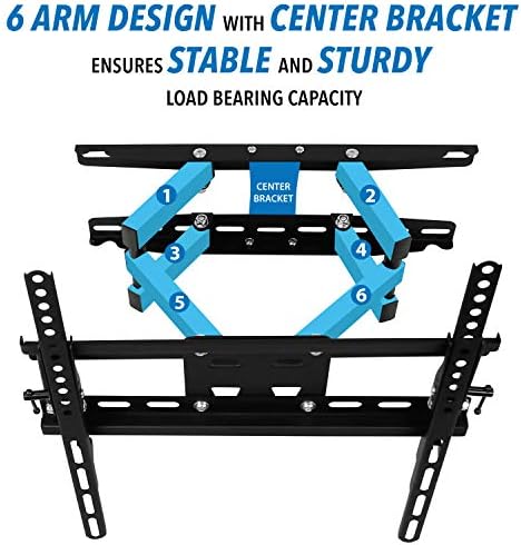 Mount-It! Full Motion TV Wall Mount - Stable Dual Arm Articulating Bracket for 19-50 Inch TVs - Swivel, Tilt & Extend - Universal VESA Wall Mount for Flat Screen, LED, LCD, OLED - 115 lbs Capacity