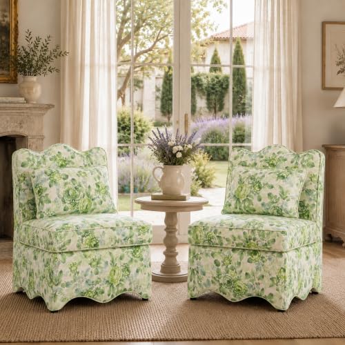 Floral Accent Chairs Set of 2, French-Inspired Lounge Chair