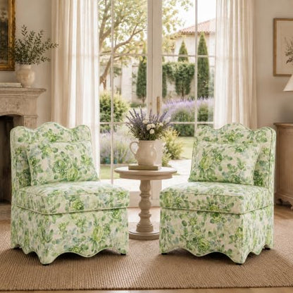 Floral Accent Chairs Set of 2, French-Inspired Lounge Chair