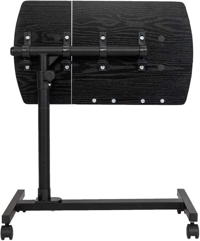 TV Tray Bed Side Table, Portable Rolling Desk Hospital Bed Laptop Table, Small Standing Desk with Wheels Adjustable Height for Sofa, Bedside, Tablet Use, Secure Non Tilt, 23.2" W, Black
