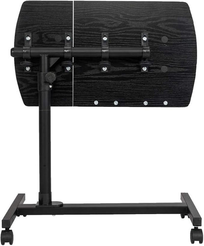 TV Tray Bed Side Table, Portable Rolling Desk Hospital Bed Laptop Table, Small Standing Desk with Wheels Adjustable Height for Sofa, Bedside, Tablet Use, Secure Non Tilt, 23.2" W, Black