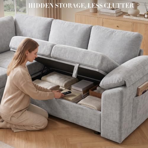 Modular Sectional Sofa with Pull Out Bed, L Shaped Sectional Couches