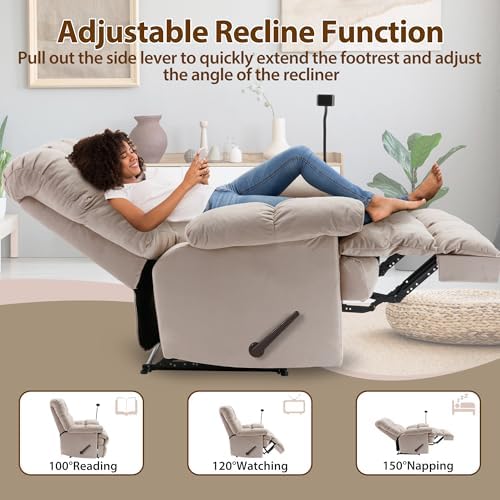 360°Swivel Rocker Oversized Recliner Chair Manual Adjustable