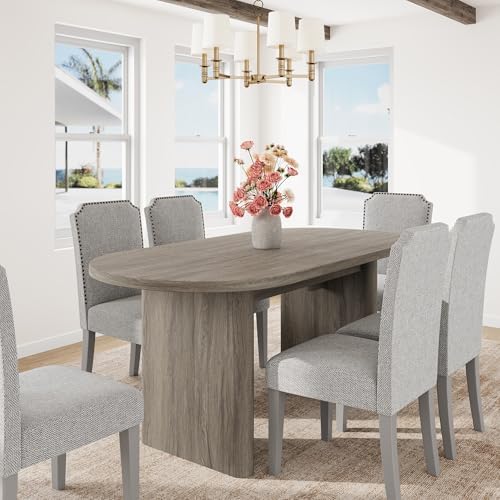 GarveeHome 63" Long Oval Dining Table with Wooden Base for 2-4 People