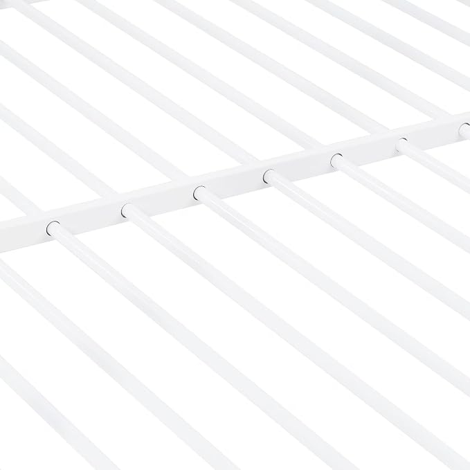 EMKK Metal Bunk Bed Full Over Full with Safety Guardrails,Bedframe,Bunk Beds for Dorm,Bedroom,Guest Room,Heavy Duty Metal Slats, Noise Free, No Box Spring Needed, White