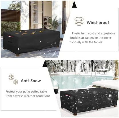 Outdoor Coffee Table Cover Waterproof, 42" W x 26" D x 16" H