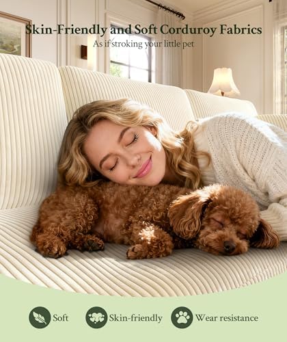 Welzona 87.2" Couches for Living Room, Comfy Corduroy Couch Set, Sofa Set