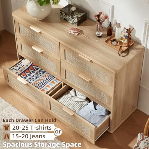 LEYAOYAO Rattan Dresser for Bedroom, 48'' Drawers Dressers