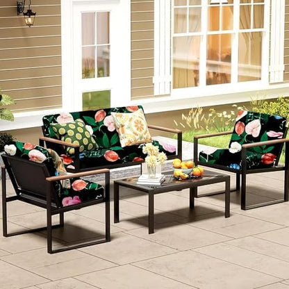 8Pcs Patio Cushion Covers, Outdoor Stretch Cushion Covers, Washable