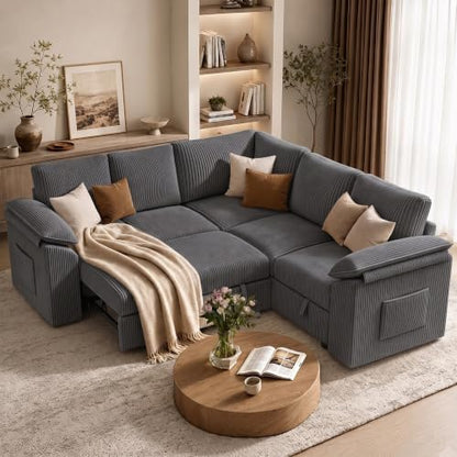Modular Sectional Sofa with Pull Out Bed, L Shaped Sectional Couches