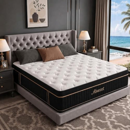 King 12 Inch Hybrid Mattress in a Box, Medium Firm,7-Zone Coils, 80" x 76"