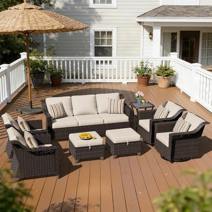 8 Piece Patio Furniture Set, Wicker Outdoor Conversation Set