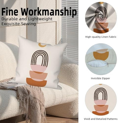 Boho Abstract Throw Pillow Covers 24"x24" Set of 4, Morden Minimalist Irregular Bohemian Cushion Cover for Sofa Chair Couch Bed Office Garden Patio Farmhouse Indoor Outdoor Decorative