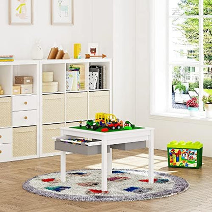 UTEX 2 in 1 Kids Construction Play Table with Drawers Compatible with Lego