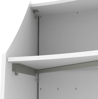 Linea Italia Curved Modern Office Desk Easy to Assembly 2 Panel Reception Counter for Lobby, Salon, 124" x 49", White
