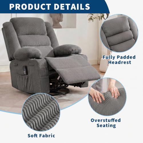 Rocking Recliner Chair For Adults Swivel Recliner Rocker Manual Corduroy