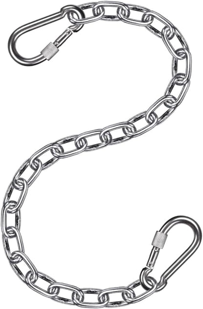BeneLabel 1Pcs 29inch 304 Stainless Steel Hanging Chain with 4 Carabiners Hammock Chain Extender Chain for Swing, Heavy Bag, Hanging Chair, Porch Swing, Indoor & Outdoor 1000 LB Capacity