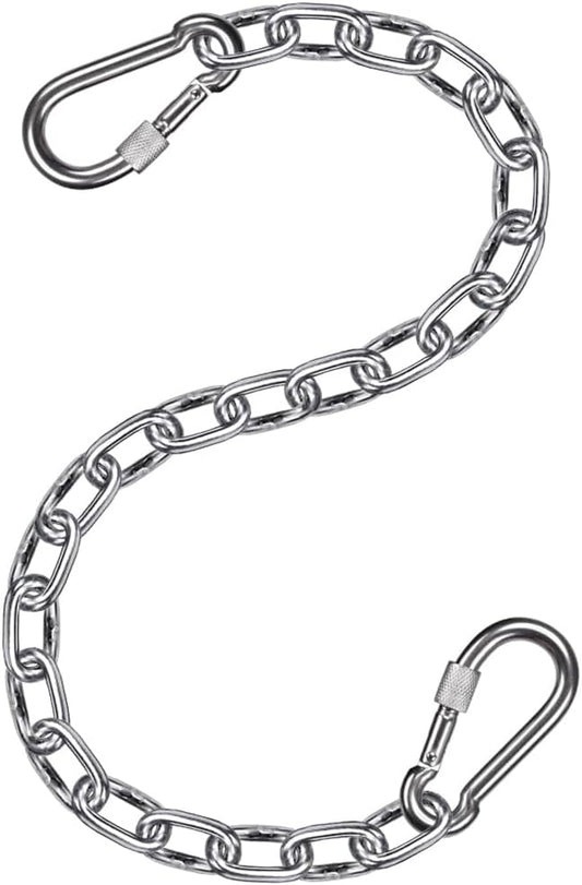 BeneLabel 1Pcs 29inch 304 Stainless Steel Hanging Chain with 4 Carabiners Hammock Chain Extender Chain for Swing, Heavy Bag, Hanging Chair, Porch Swing, Indoor & Outdoor 1000 LB Capacity