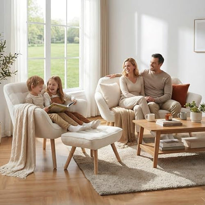 48”Small Loveseat Sofa for Living Room, Small Space, Bedroom, White Sherpa