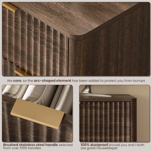 54" Wide Fluted 7 Drawers Dresser for Bedroom,with Curved Edge,Walnut